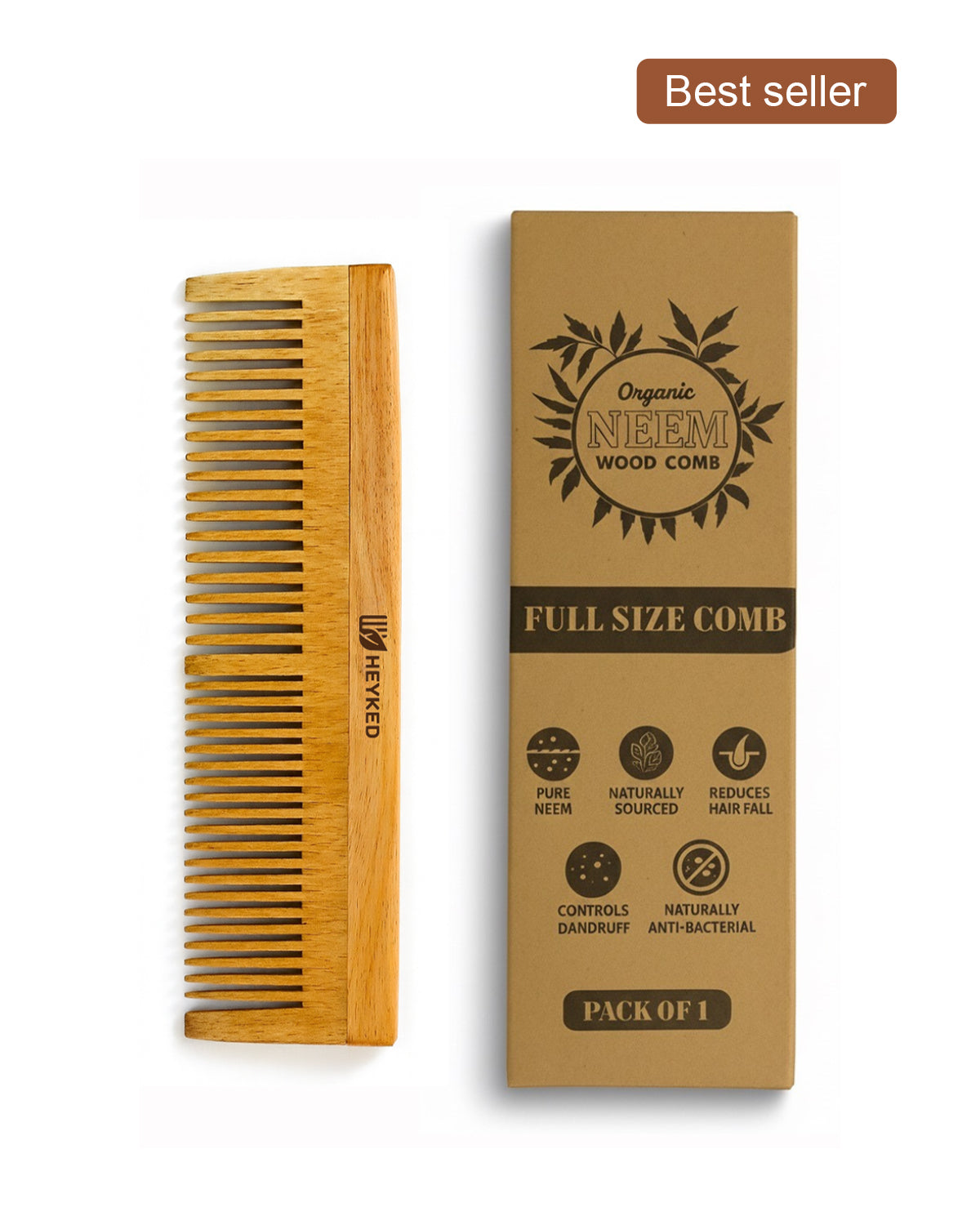 Neem Wood Dual-Teeth Comb