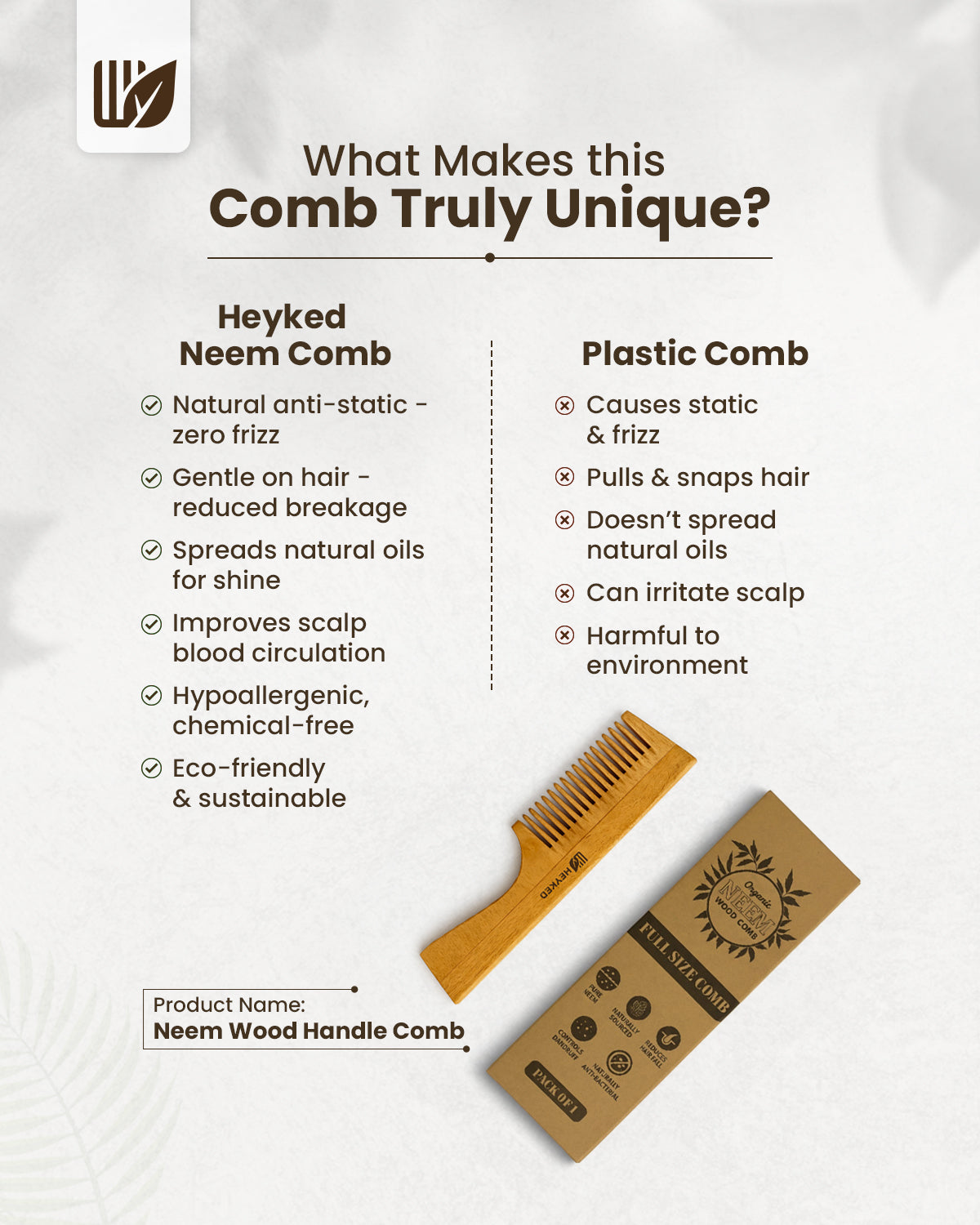 Neem Wood Handle Comb