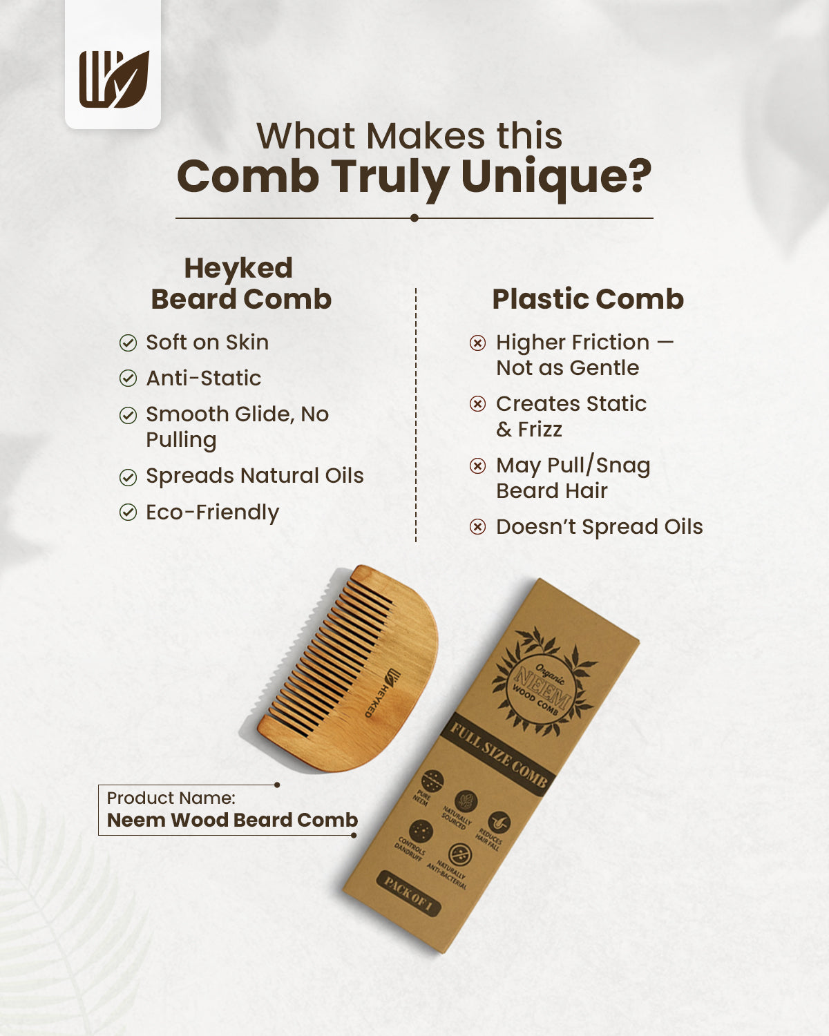 Neem Wood Beard Comb